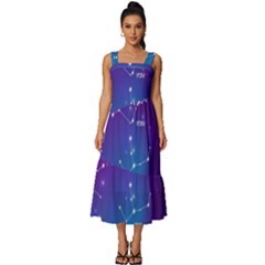 Square Neckline Tiered Midi Dress 
