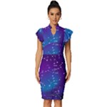 Realistic Night Sky With Constellations Vintage Frill Sleeve V-Neck Bodycon Dress