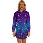 Realistic Night Sky With Constellations Womens Long Sleeve Shirt Dress