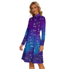 Long Sleeve Shirt Collar A-Line Dress 
