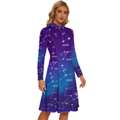 Long Sleeve Shirt Collar A-Line Dress 