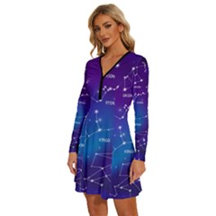 Long Sleeve Deep V Mini Dress  