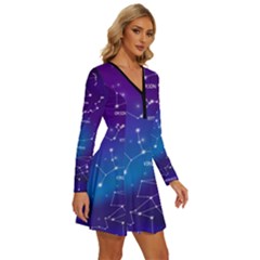 Long Sleeve Deep V Mini Dress  