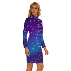 Long Sleeve Shirt Collar Bodycon Dress 