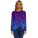 Realistic Night Sky With Constellations Long Sleeve Crew Neck Pullover Top