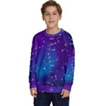 Realistic Night Sky With Constellations Kids  Crewneck Sweatshirt