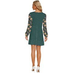 Long Sleeve Waist Tie Ruffle Velvet Dress 