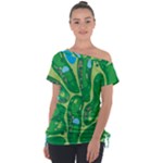Golf Course Par Golf Course Green Off Shoulder Tie-Up T-Shirt
