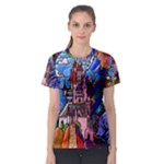 Beauty Stained Glass Castle Building Women s Sport Mesh T-Shirt