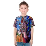 Beauty Stained Glass Castle Building Kids  Cotton T-Shirt
