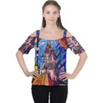 Beauty Stained Glass Castle Building Cutout Shoulder T-Shirt