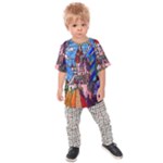 Beauty Stained Glass Castle Building Kids  Raglan T-Shirt