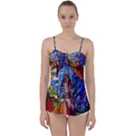 Beauty Stained Glass Castle Building Babydoll Tankini Top