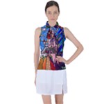 Beauty Stained Glass Castle Building Women s Sleeveless Polo T-Shirt