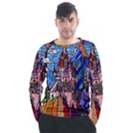 Beauty Stained Glass Castle Building Men s Long Sleeve Raglan T-Shirt