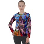 Beauty Stained Glass Castle Building Women s Long Sleeve Raglan T-Shirt
