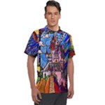 Beauty Stained Glass Castle Building Men s Polo T-Shirt