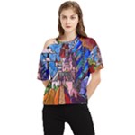 Beauty Stained Glass Castle Building One Shoulder Cut Out T-Shirt