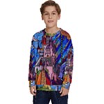 Beauty Stained Glass Castle Building Kids  Crewneck Sweatshirt