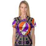 Gratefuldead Grateful Dead Pattern V-Neck Sport Mesh T-Shirt