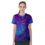 Realistic Night Sky With Constellations Women s Cotton T-Shirt