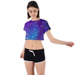 Realistic Night Sky With Constellations Tie Back Short Sleeve Crop T-Shirt