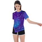 Realistic Night Sky With Constellations Asymmetrical Short Sleeve Sports T-Shirt