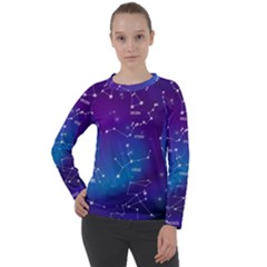 Realistic Night Sky With Constellations Women s Long Sleeve Raglan T