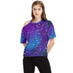 Realistic Night Sky With Constellations One Shoulder Cut Out T-Shirt