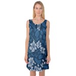 Pattern Flower Nature Sleeveless Satin Nightdress