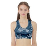 Pattern Flower Nature Sports Bra with Border