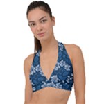 Pattern Flower Nature Halter Plunge Bikini Top