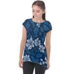 Pattern Flower Nature Cap Sleeve High Low Top