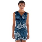 Pattern Flower Nature Wrap Front Bodycon Dress
