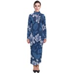 Pattern Flower Nature Turtleneck Maxi Dress