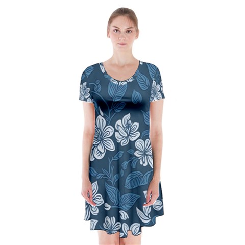 Pattern Flower Nature Short Sleeve V