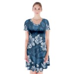 Pattern Flower Nature Short Sleeve V-neck Flare Dress