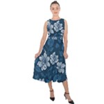 Pattern Flower Nature Midi Tie-Back Chiffon Dress
