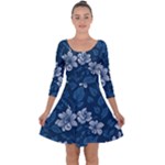 Pattern Flower Nature Quarter Sleeve Skater Dress