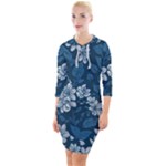 Pattern Flower Nature Quarter Sleeve Hood Bodycon Dress