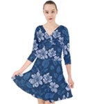 Pattern Flower Nature Quarter Sleeve Front Wrap Dress