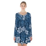 Pattern Flower Nature Long Sleeve Velvet V-neck Dress