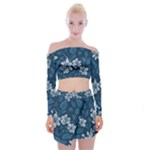 Pattern Flower Nature Off Shoulder Top with Mini Skirt Set
