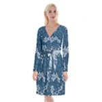 Pattern Flower Nature Long Sleeve Velvet Front Wrap Dress