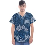 Pattern Flower Nature Men s V-Neck Scrub Top