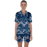 Pattern Flower Nature Satin Short Sleeve Pajamas Set