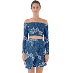 Pattern Flower Nature Off Shoulder Top with Skirt Set