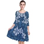 Pattern Flower Nature Quarter Sleeve Waist Band Dress