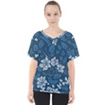 Pattern Flower Nature V-Neck Dolman Drape Top