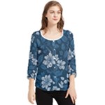Pattern Flower Nature Chiffon Quarter Sleeve Blouse